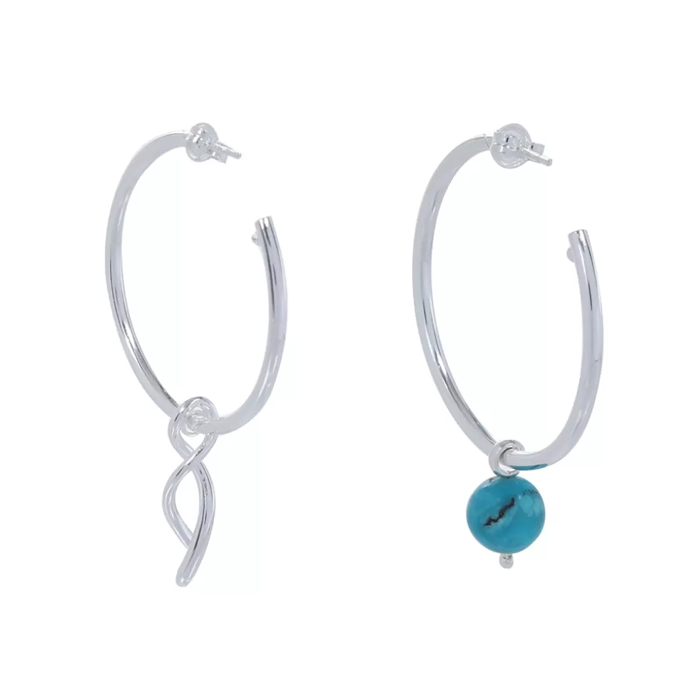 Women Folli Follie Earrings^Fluidity Color Silver Plated Mismatched Hoops