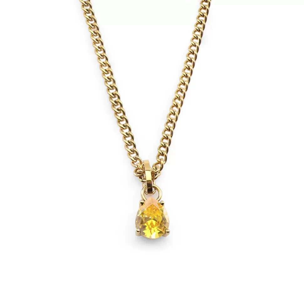 Women Folli Follie Necklaces^Good Vibes Short Gold Plated Chain Necklace With Crystal Stone