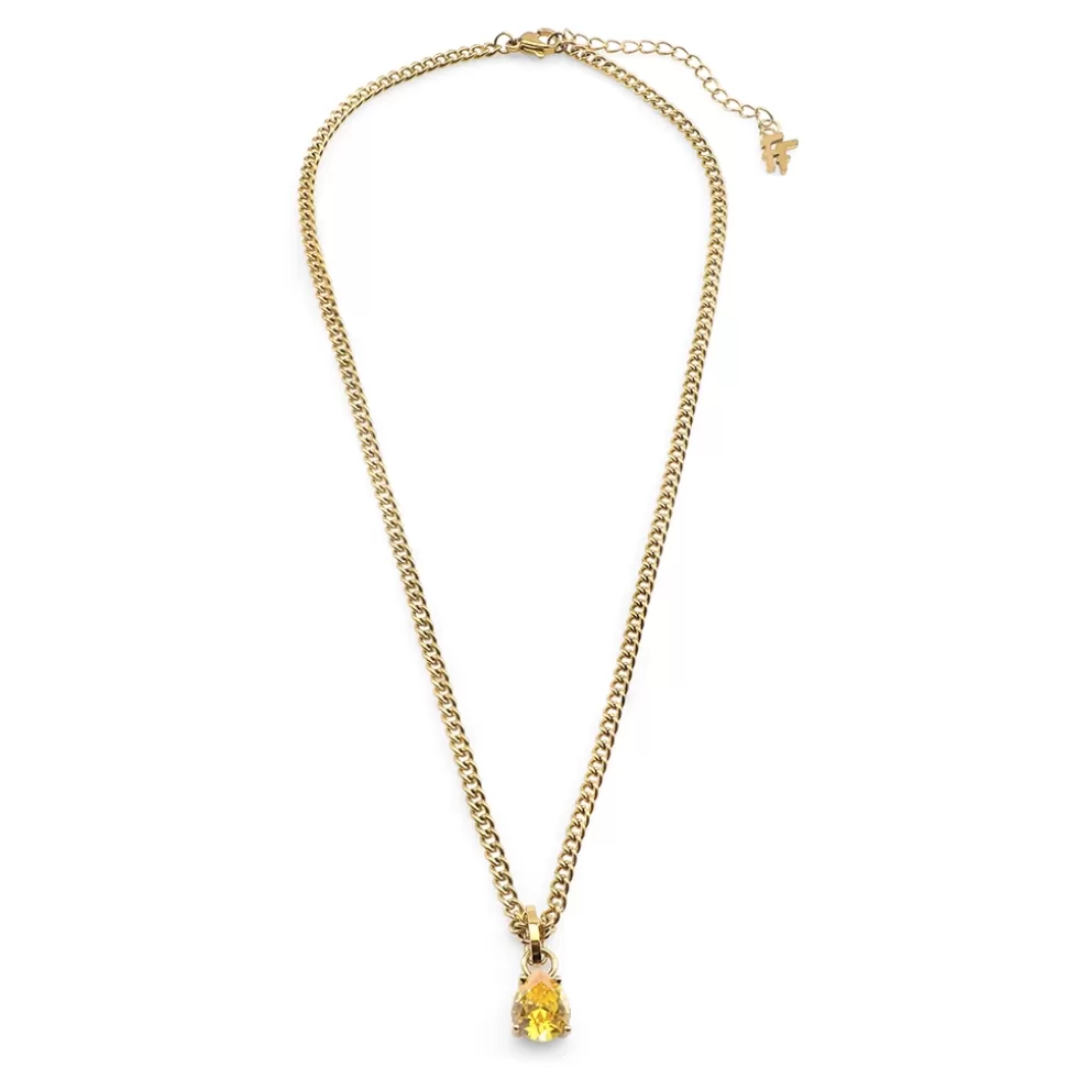 Women Folli Follie Necklaces^Good Vibes Short Gold Plated Chain Necklace With Crystal Stone