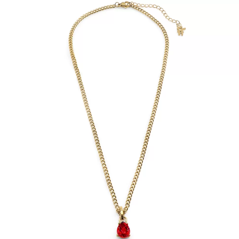 Women Folli Follie Necklaces^Good Vibes Short Gold Plated Chain Necklace With Crystal Stone