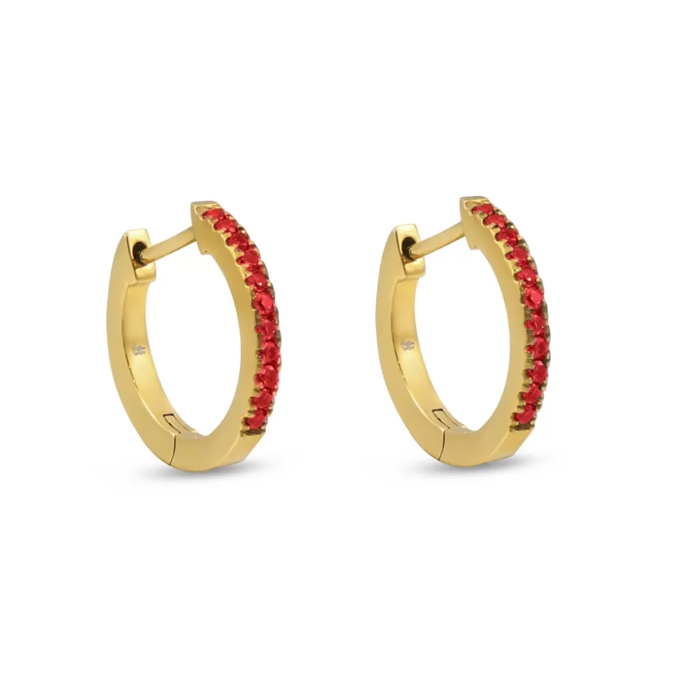 Women Folli Follie Earrings^Good Vibes Small Gold Plated Hoops With Crystals