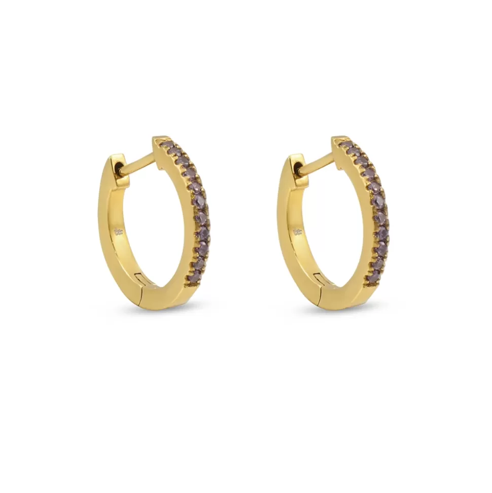 Women Folli Follie Earrings^Good Vibes Small Gold Plated Hoops With Crystals