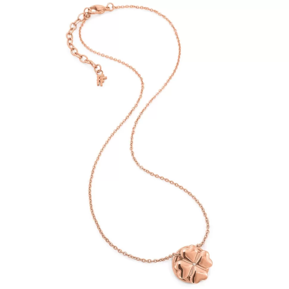 Women Folli Follie Necklaces^Heart4Heart Rose Gold Plated Short Neckalce