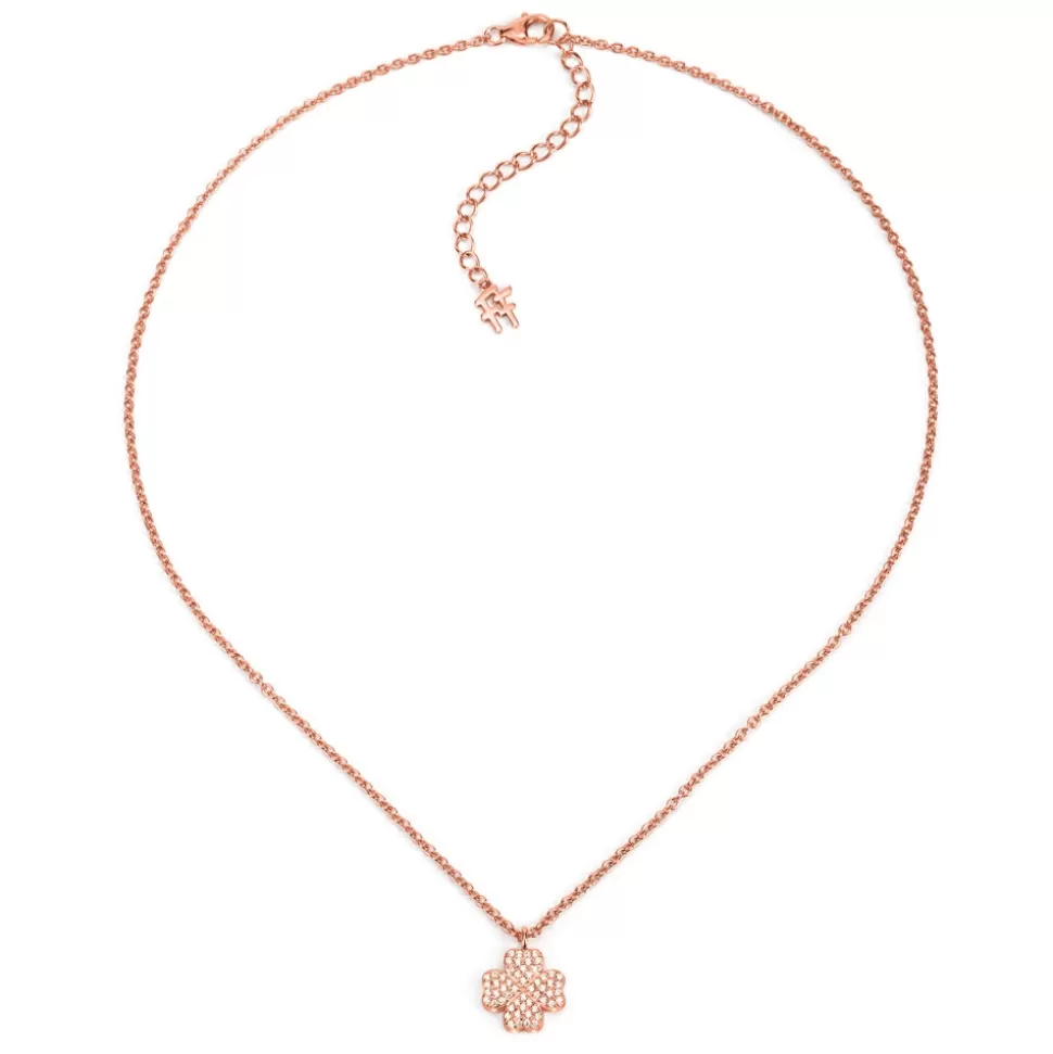 Women Folli Follie Necklaces^Heart4Heart Silver 925 Rose Gold Plated Short Necklace