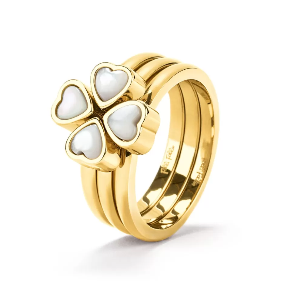 Women Folli Follie Rings^Heart4Heart Yellow Gold Plated Set Ring