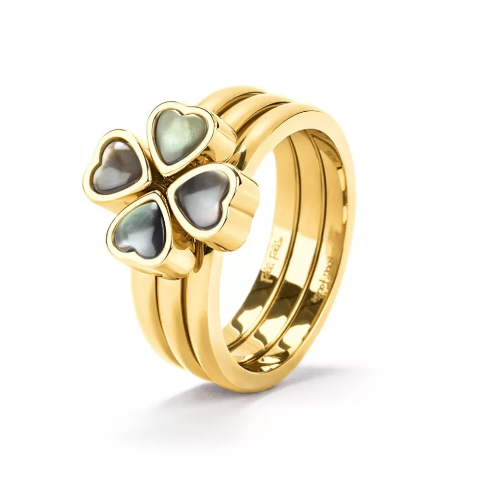 Women Folli Follie Rings^Heart4Heart Yellow Gold Plated Set Ring