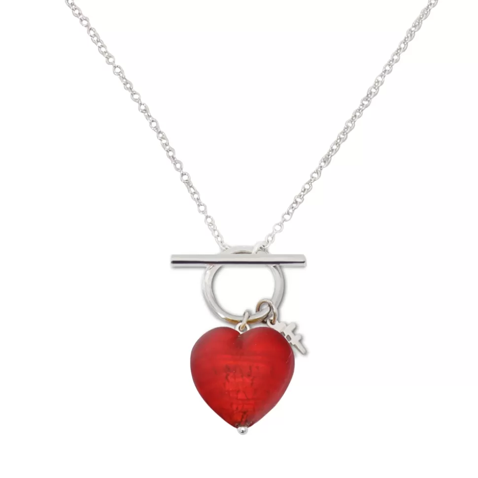 Women Folli Follie Necklaces^Hearty Candy Long Silver Necklace Withheart And Bar Clasp