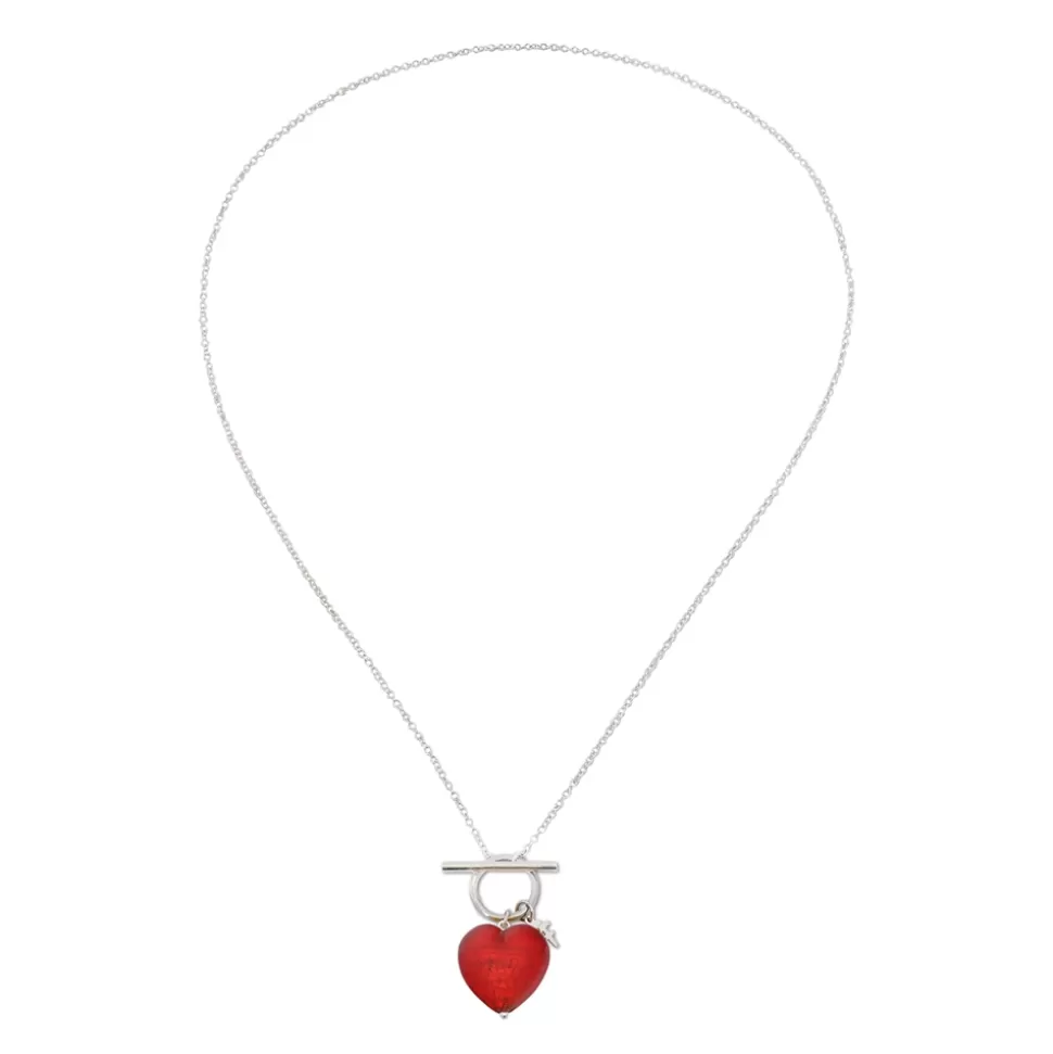 Women Folli Follie Necklaces^Hearty Candy Long Silver Necklace Withheart And Bar Clasp