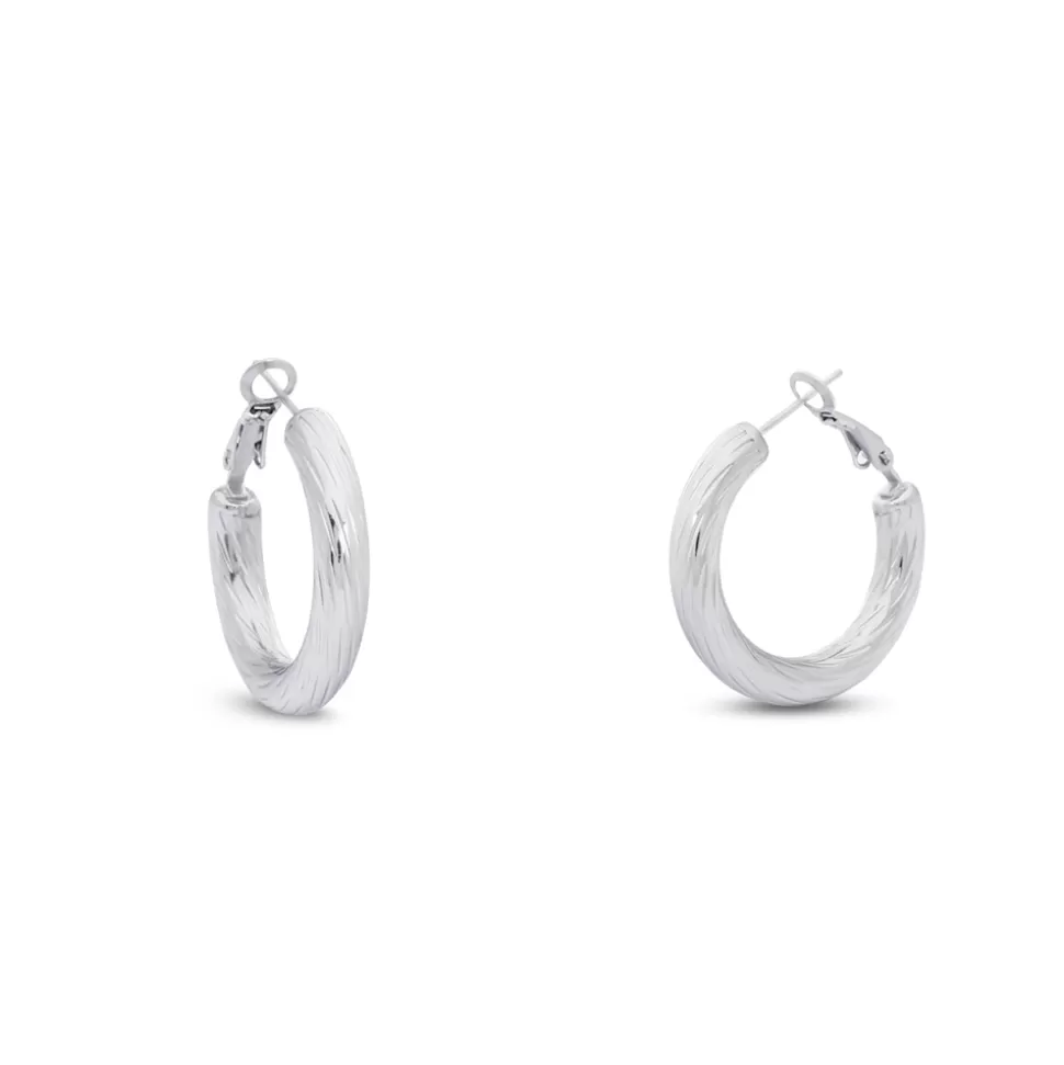 Women Folli Follie Earrings^Hoops! Engraved Silvery Earrings