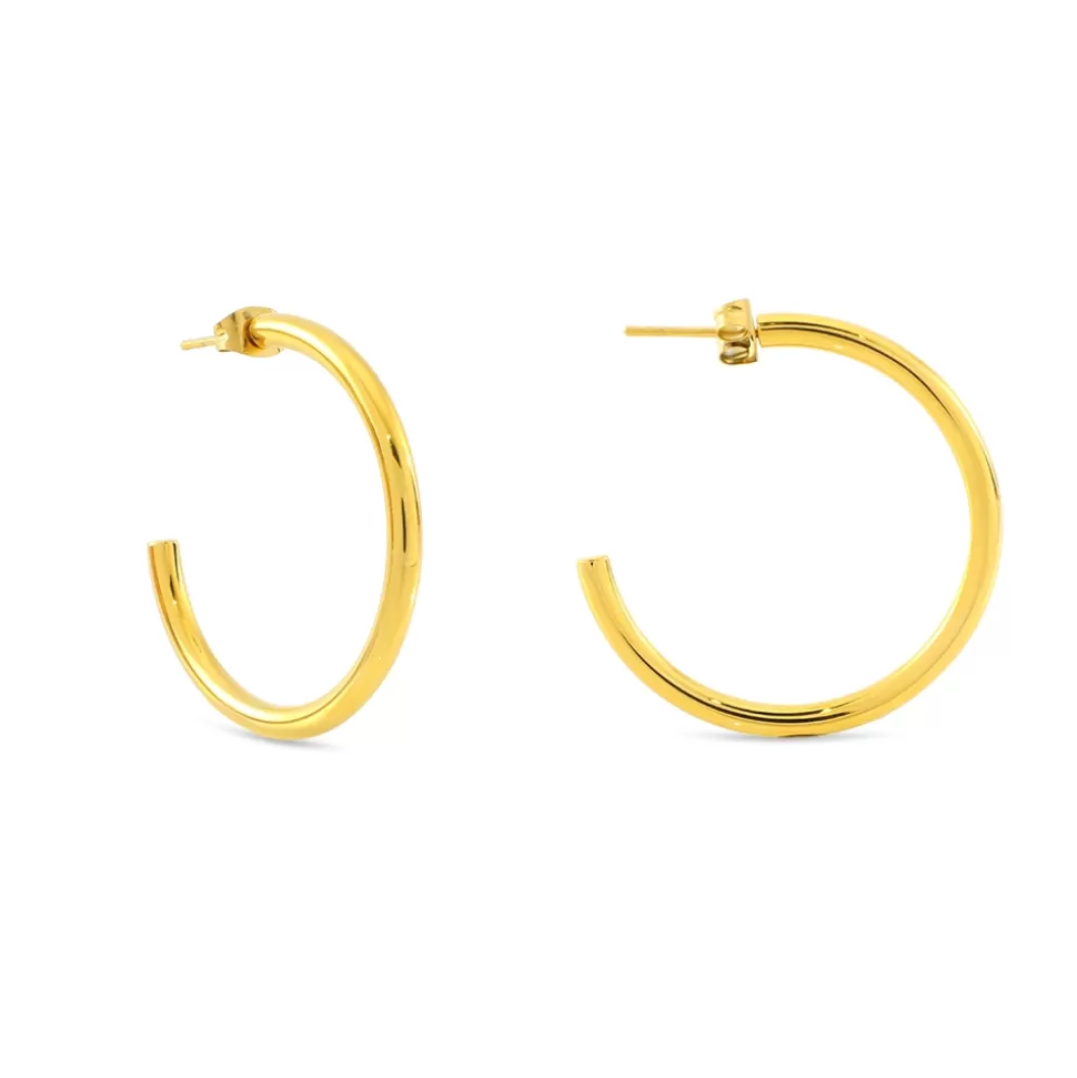 Women Folli Follie Earrings^Hoops! Large Hoop Gold Plated Earrings