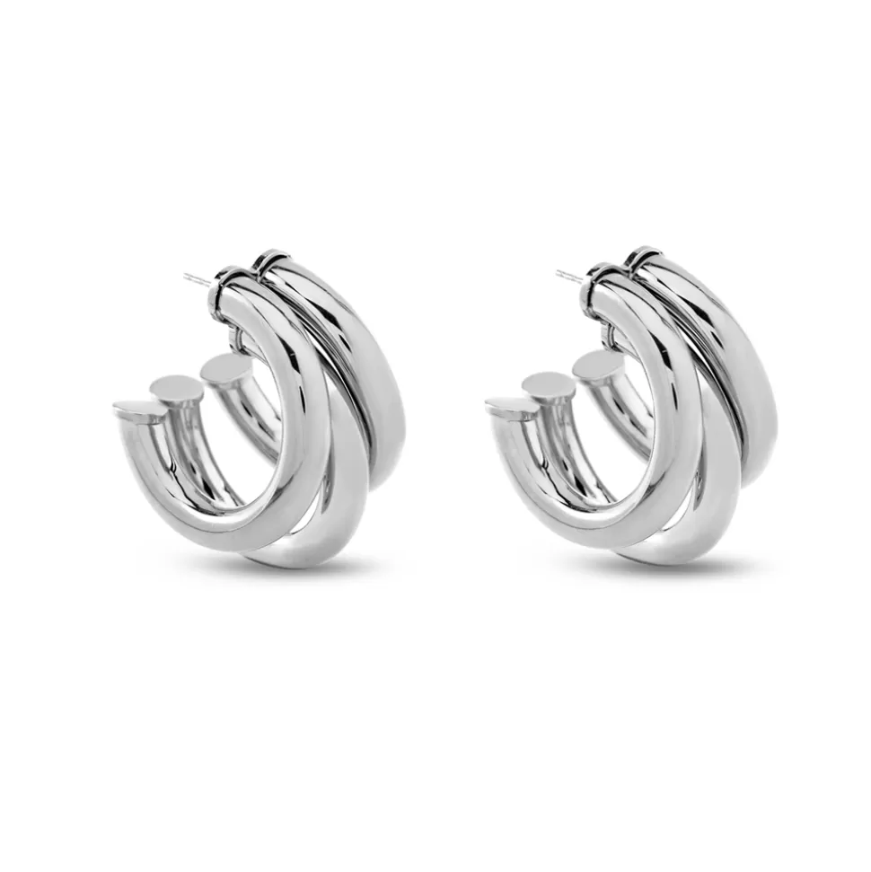 Women Folli Follie Earrings^Hoops! Large Triple Hoop Silvery Earrings