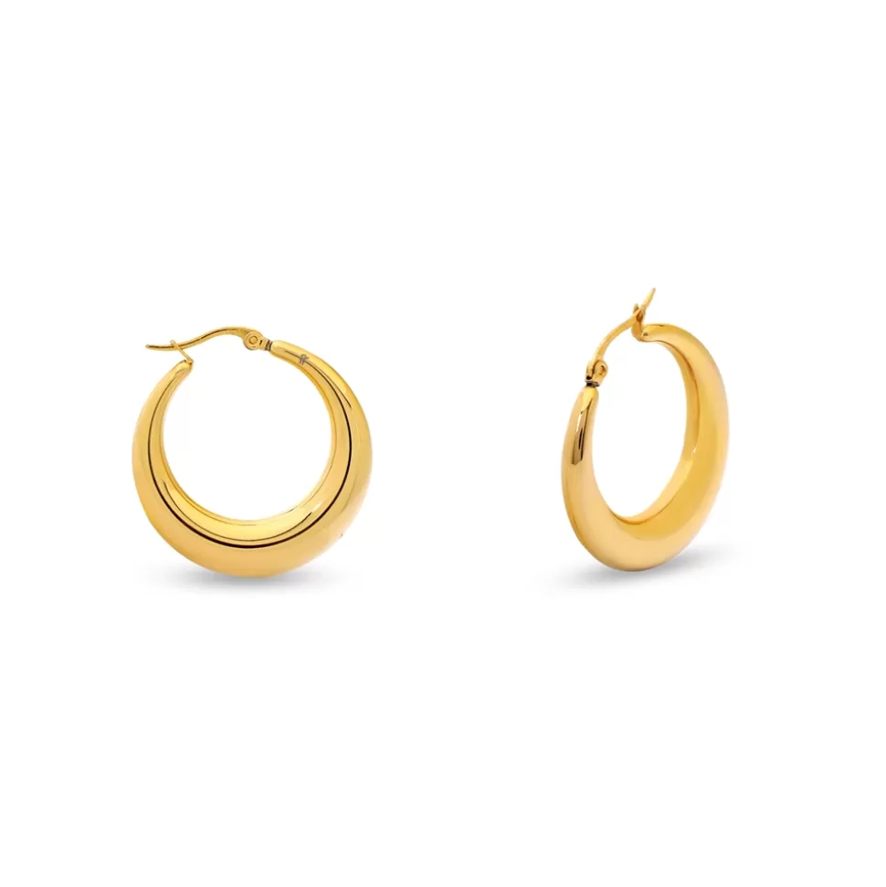 Women Folli Follie Earrings^Hoops! Medium Gold Plated Earrings