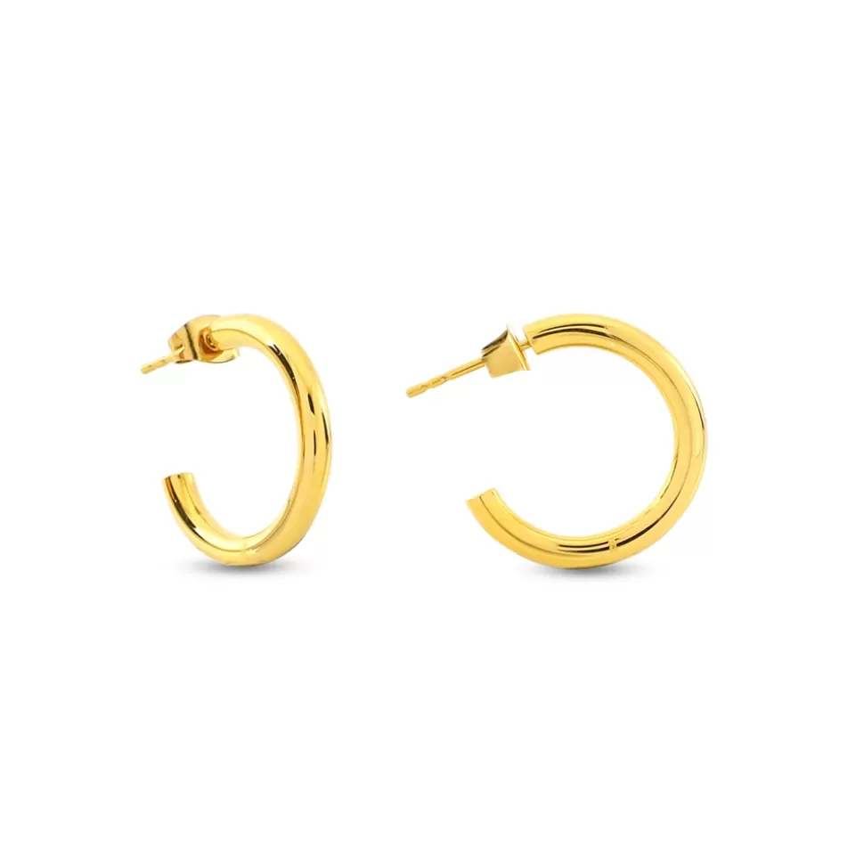 Women Folli Follie Earrings^Hoops! Medium Hoop Gold Plated Earrings