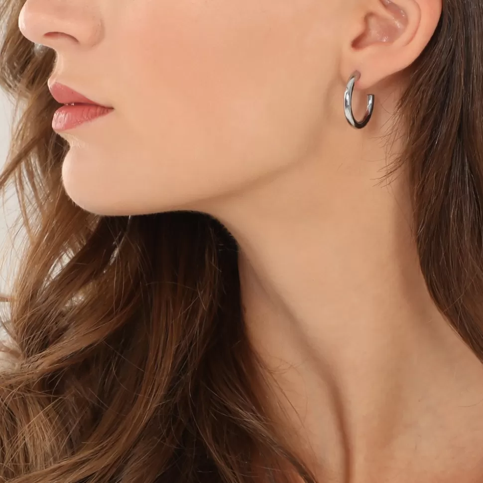 Women Folli Follie Earrings^Hoops! Medium Hoop Silvery Earrings