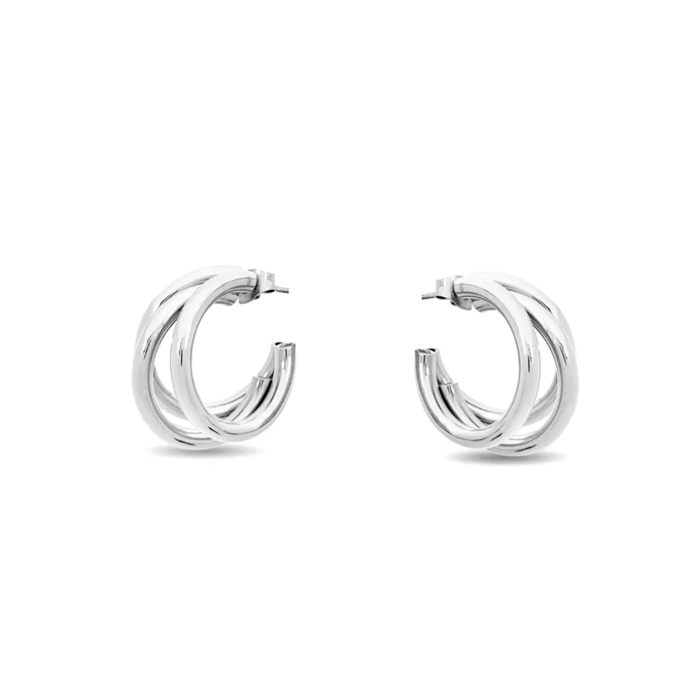 Women Folli Follie Earrings^Hoops! Medium Triple Hoop Silvery Earrings