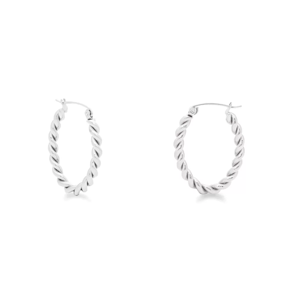 Women Folli Follie Earrings^Hoops! Oval Twisted Silvery Earrings