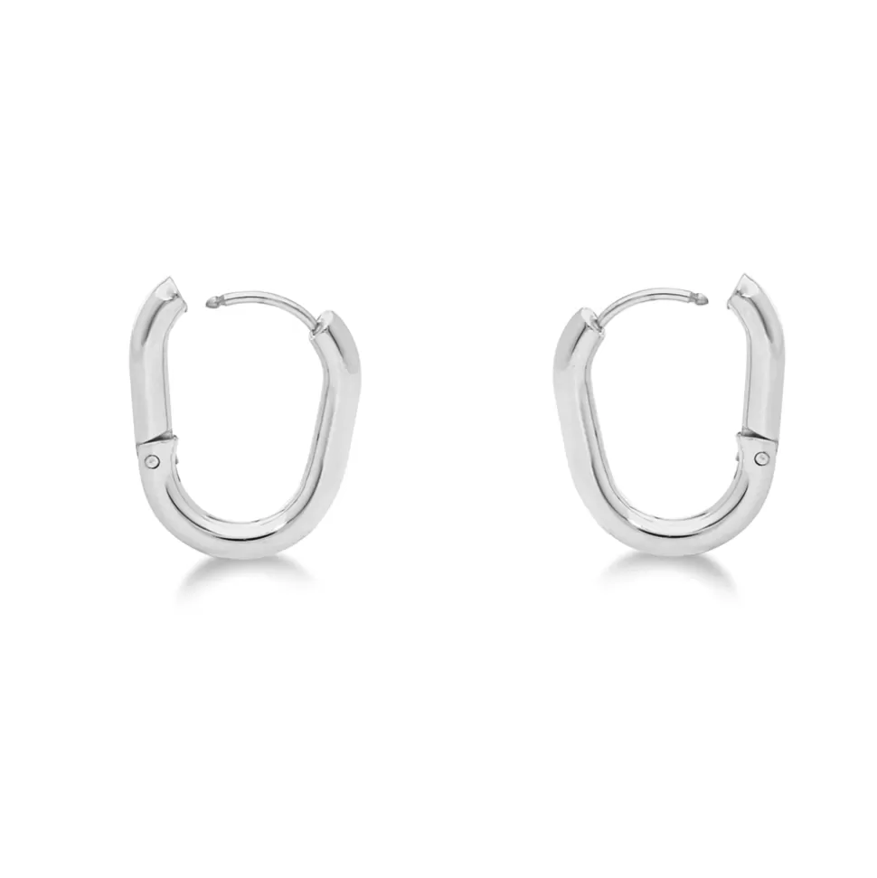 Women Folli Follie Earrings^Hoops! Small Oblong Silvery Earrings