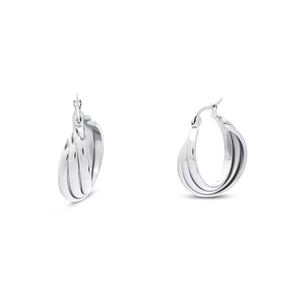 Women Folli Follie Earrings^Hoops! Triple Wavy Silvery Earrings