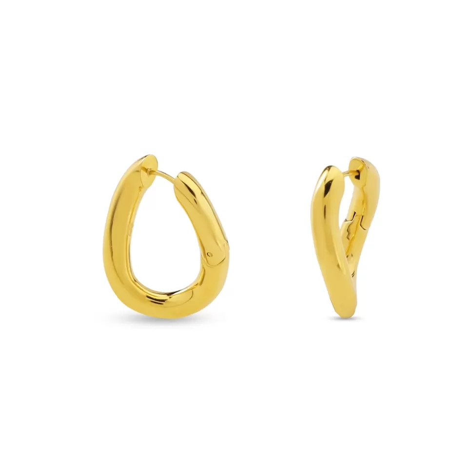 Women Folli Follie Earrings^Hoops! Wavy Oval Gold Plated Earrings