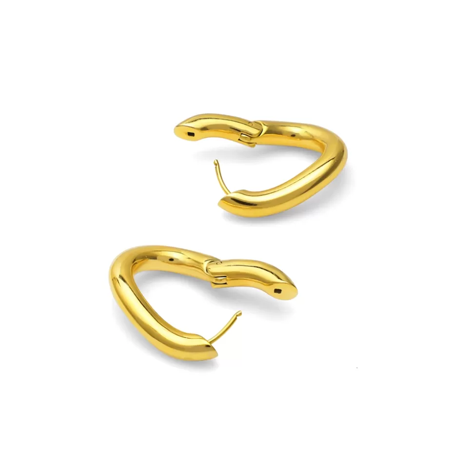 Women Folli Follie Earrings^Hoops! Wavy Oval Gold Plated Earrings