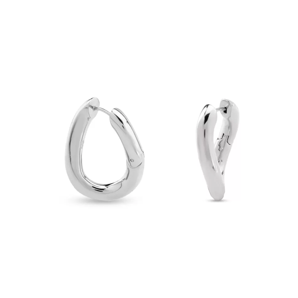 Women Folli Follie Earrings^Hoops! Wavy Oval Silvery Earrings