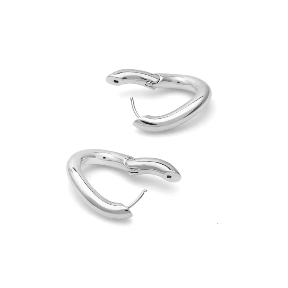 Women Folli Follie Earrings^Hoops! Wavy Oval Silvery Earrings