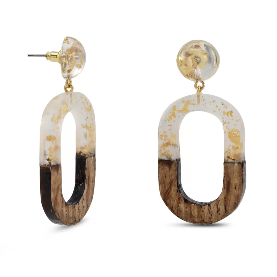 Women Folli Follie Earrings^Impress Me Wood And Resin Oval Earrings