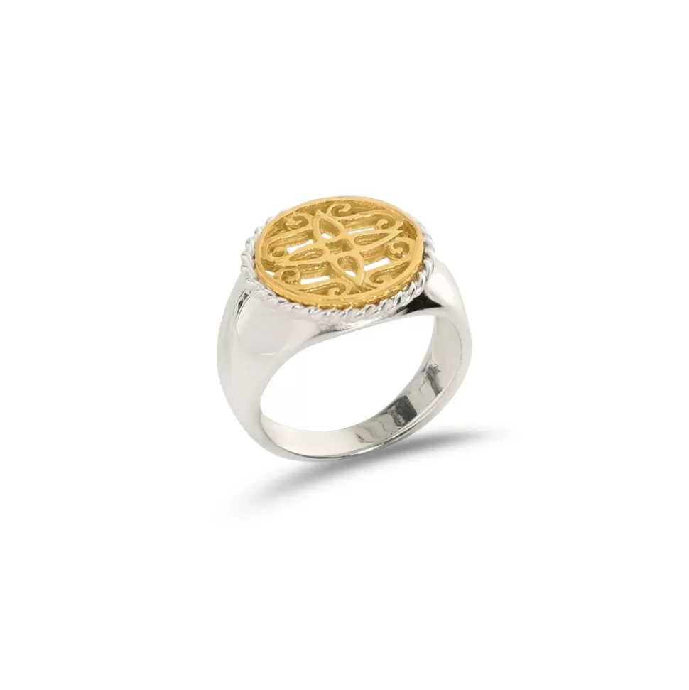 Women Folli Follie Rings^Kallos Bulky Ring With Gold Plated Coin Motif