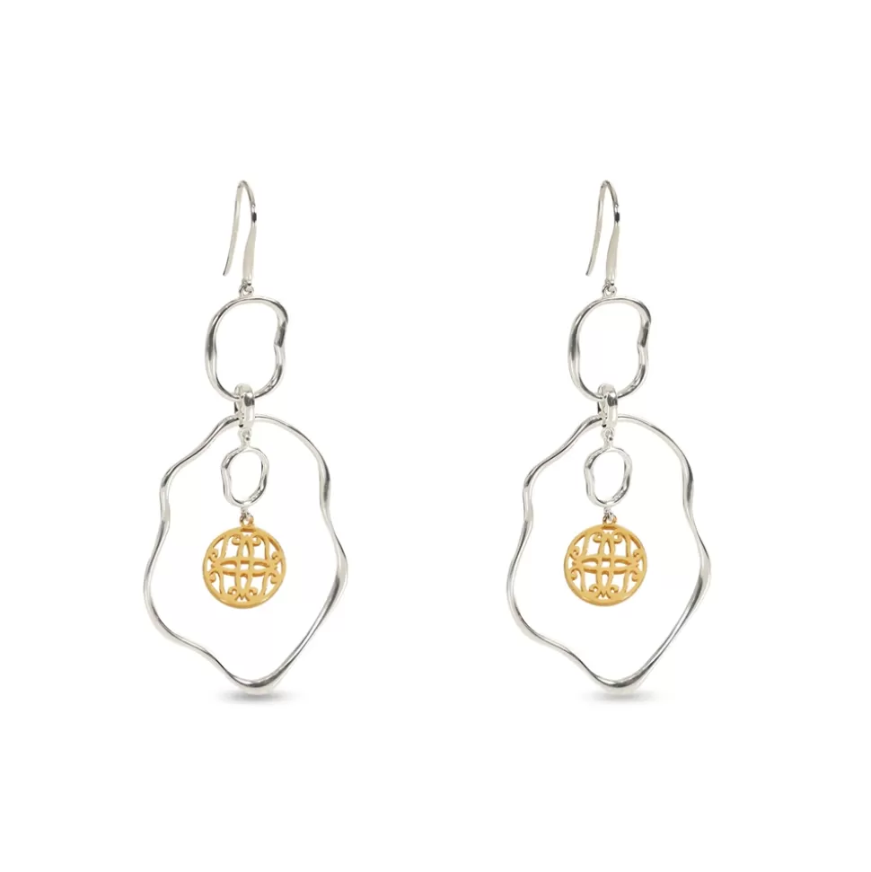 Women Folli Follie Earrings^Kallos Large Dangle Earrings With Irregular Links And Coin Motifs