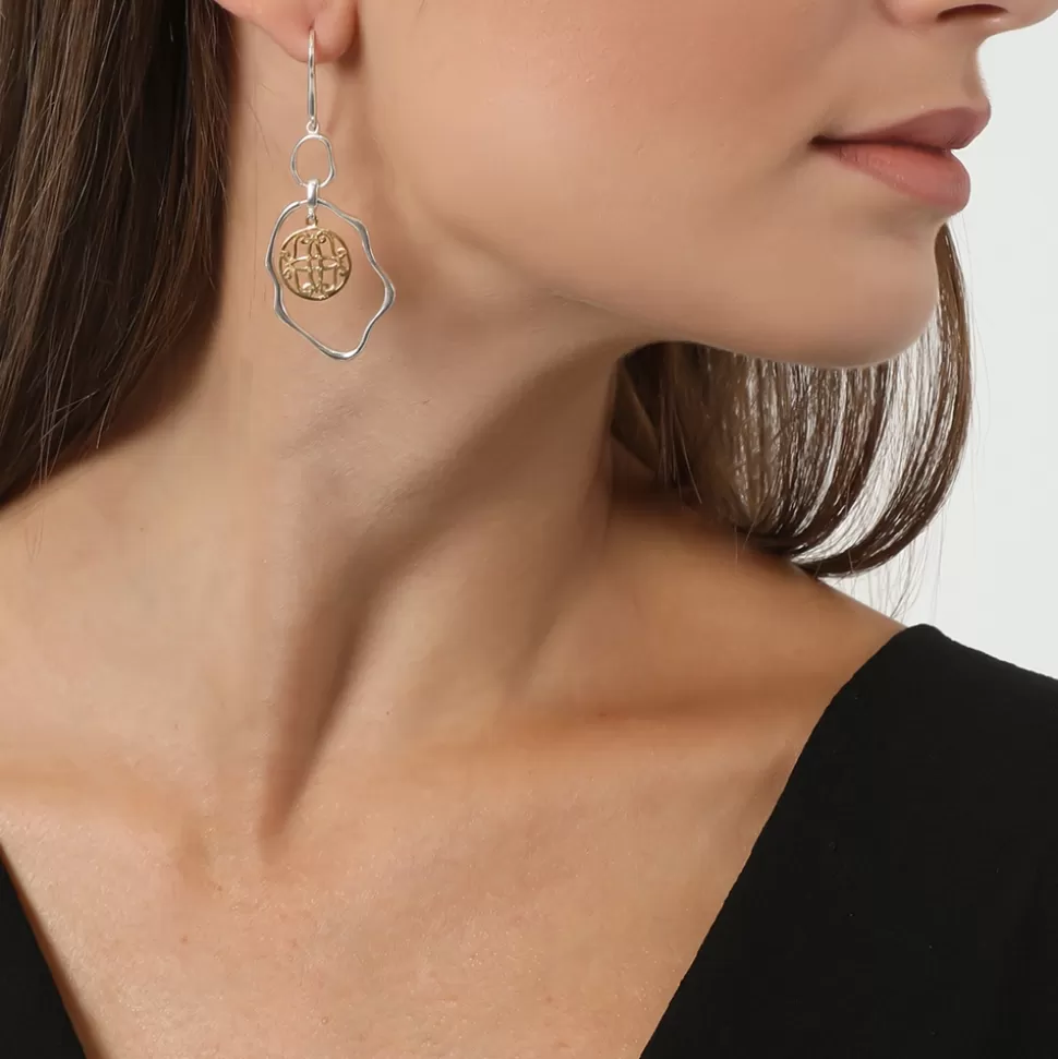 Women Folli Follie Earrings^Kallos Medium Dangle Earrings With Irregular Links And Coin Motifs