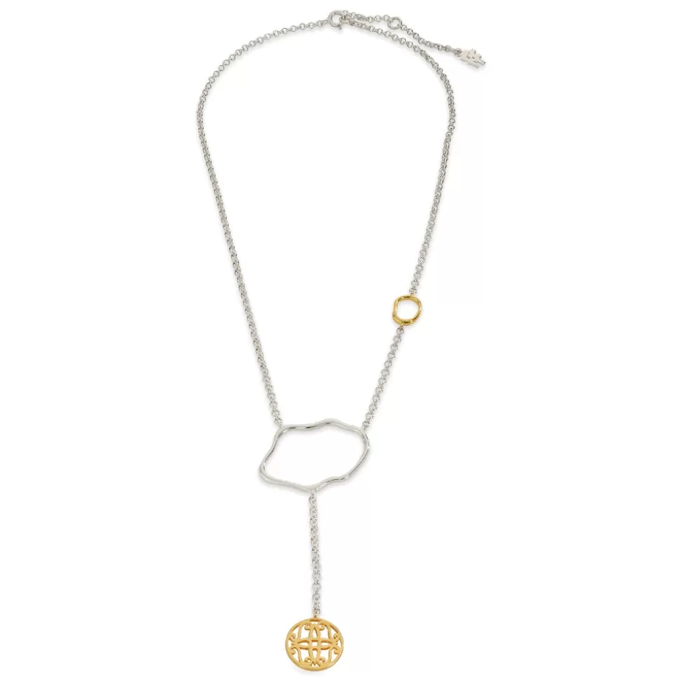 Women Folli Follie Necklaces^Kallos Short Silver Necklace With Irregular Links And Coin Motif