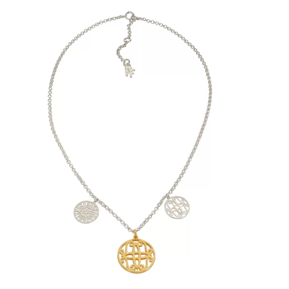 Women Folli Follie Necklaces^Kallos Short Silver Necklace With Three Coin Motifs