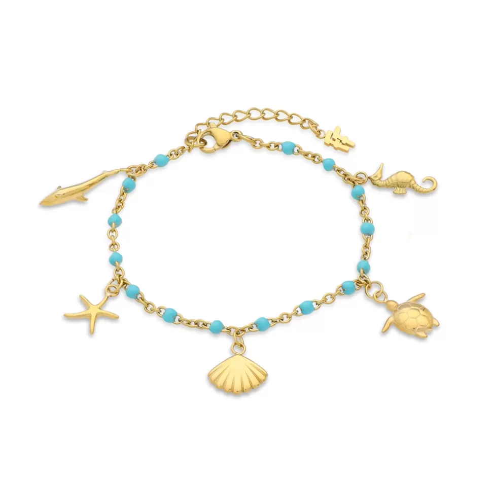 Women Folli Follie Bracelets^Mare Bello Gold Plated Chain Bracelet Withenamel And Charms