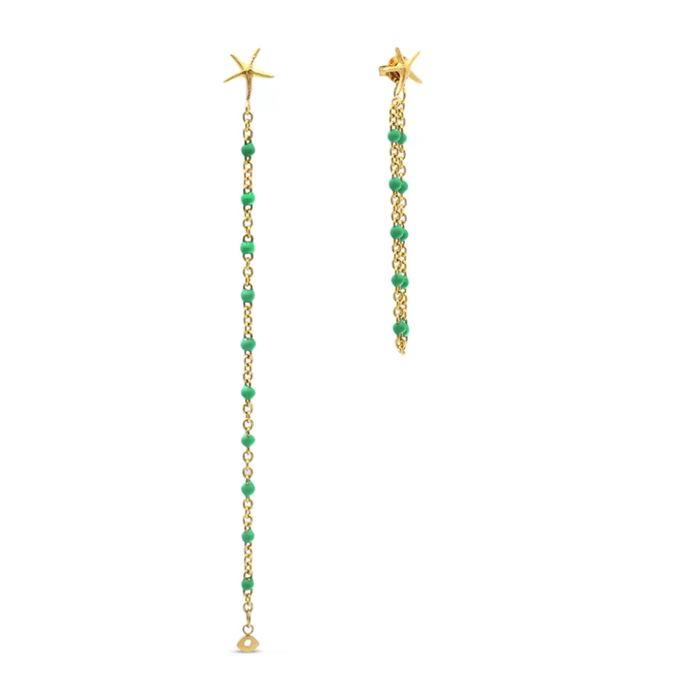 Women Folli Follie Earrings^Mare Bello Gold Plated Chain Earrings Withenamel