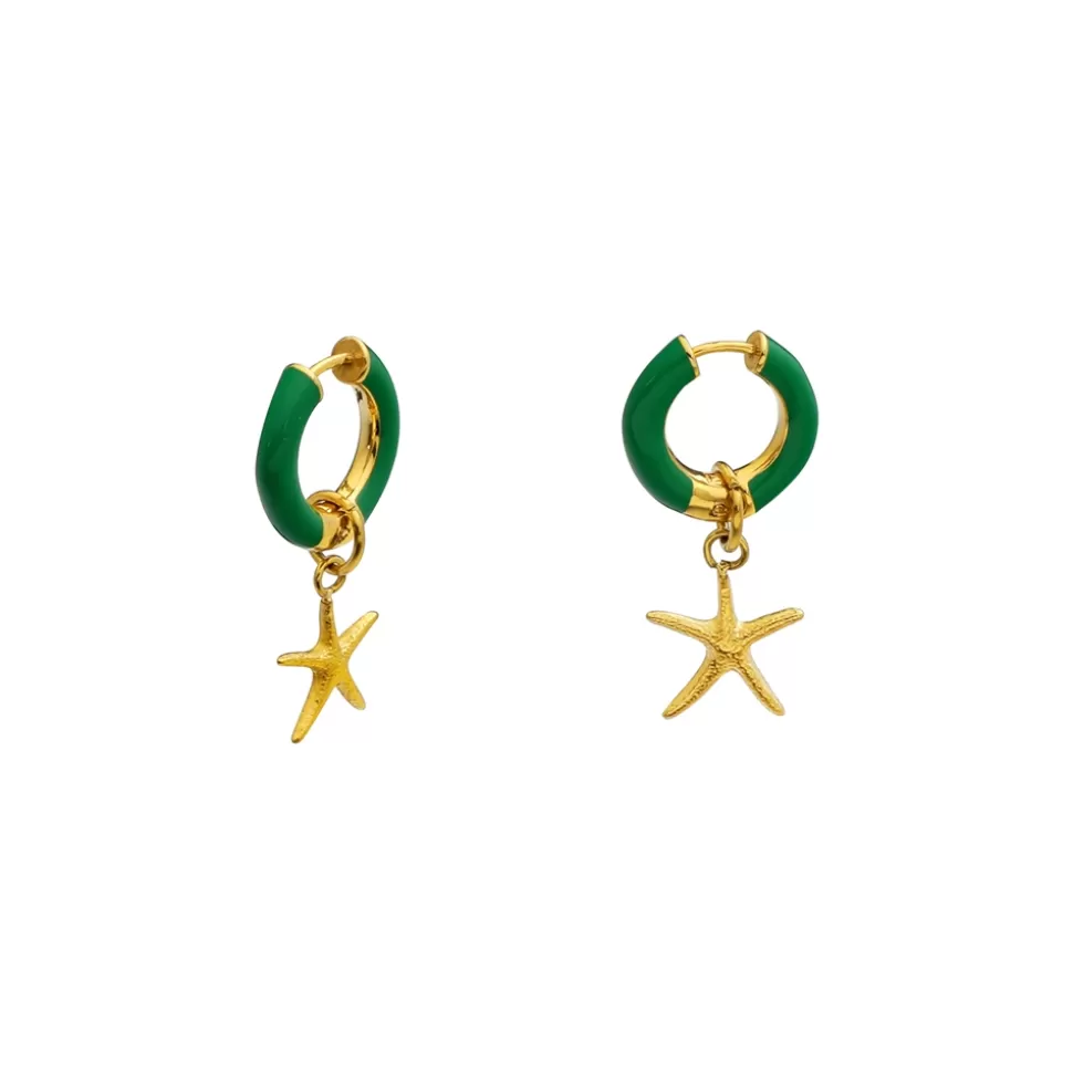 Women Folli Follie Earrings^Mare Bello Gold Plated Hoops Withenamel And Starfish