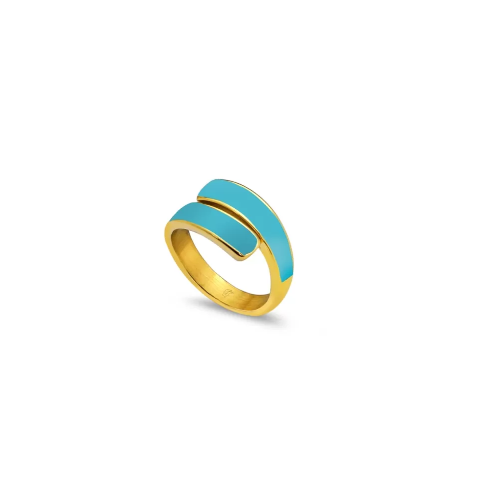 Women Folli Follie Rings^Mare Bello Gold Plated Ring Withenamel