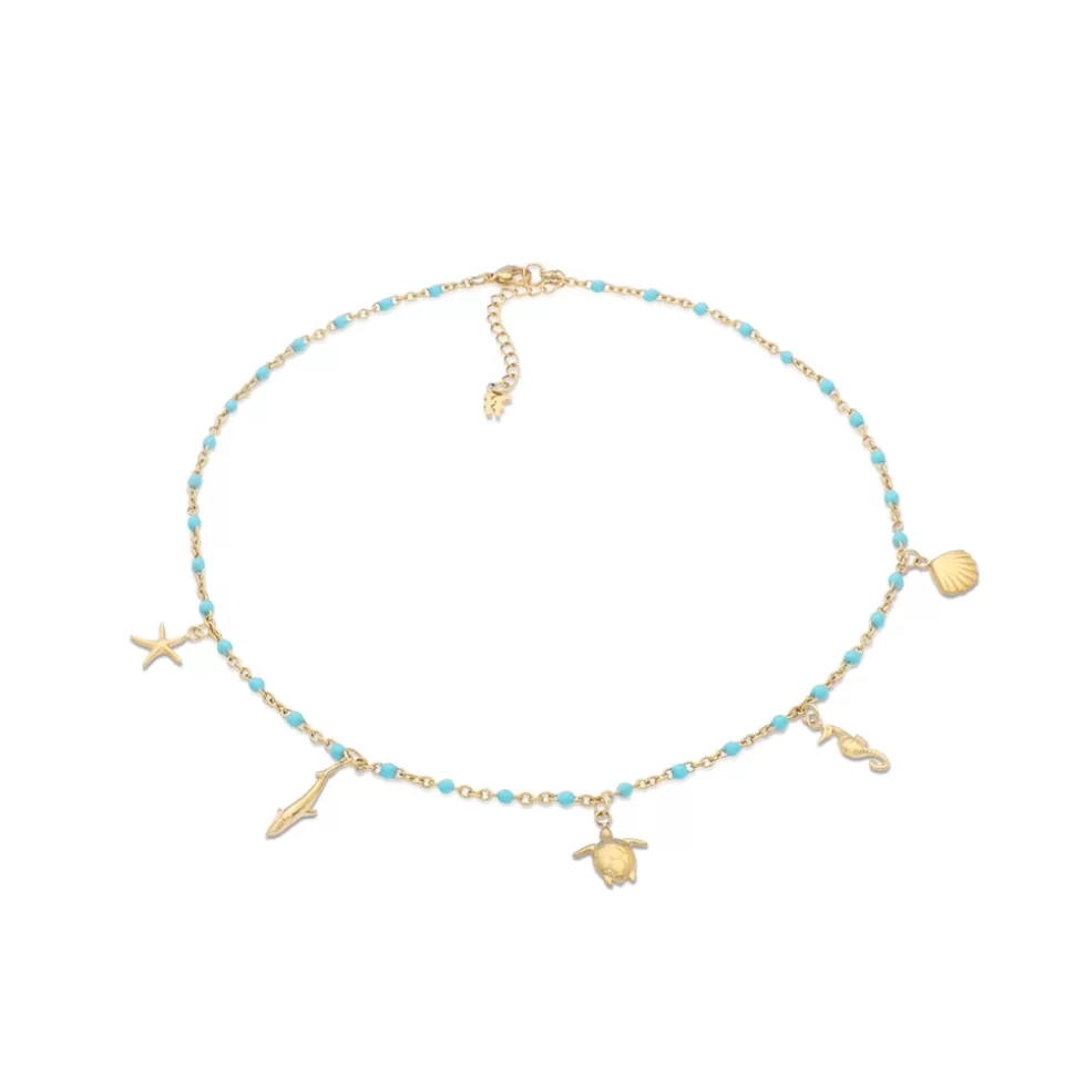 Women Folli Follie Necklaces^Mare Bello Short Gold Plated Necklace Withenamel And Charms