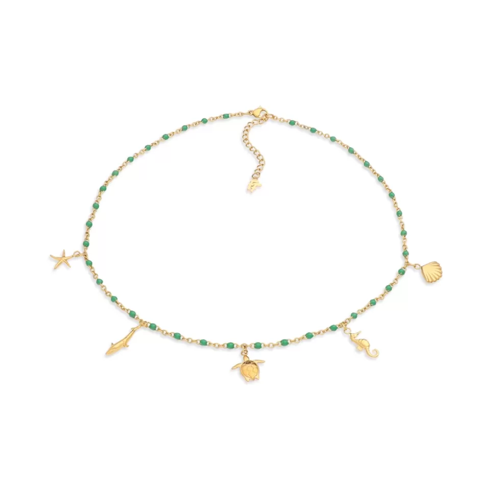 Women Folli Follie Necklaces^Mare Bello Short Gold Plated Necklace Withenamel And Charms