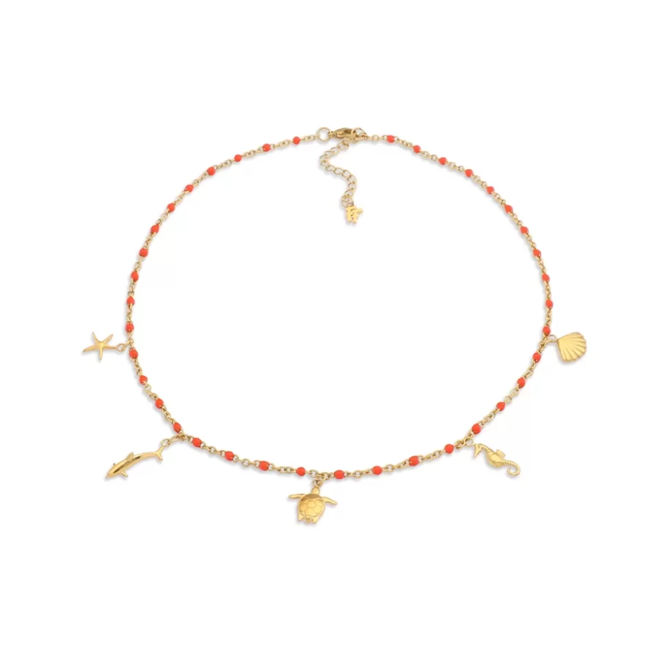 Women Folli Follie Necklaces^Mare Bello Short Gold Plated Necklace Withenamel And Charms