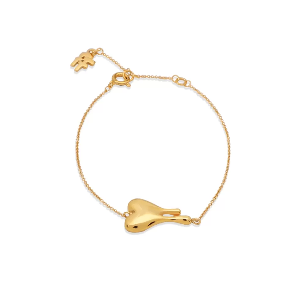 Women Folli Follie Bracelets^Melting Heart Gold Plated Chain Bracelet With Heart