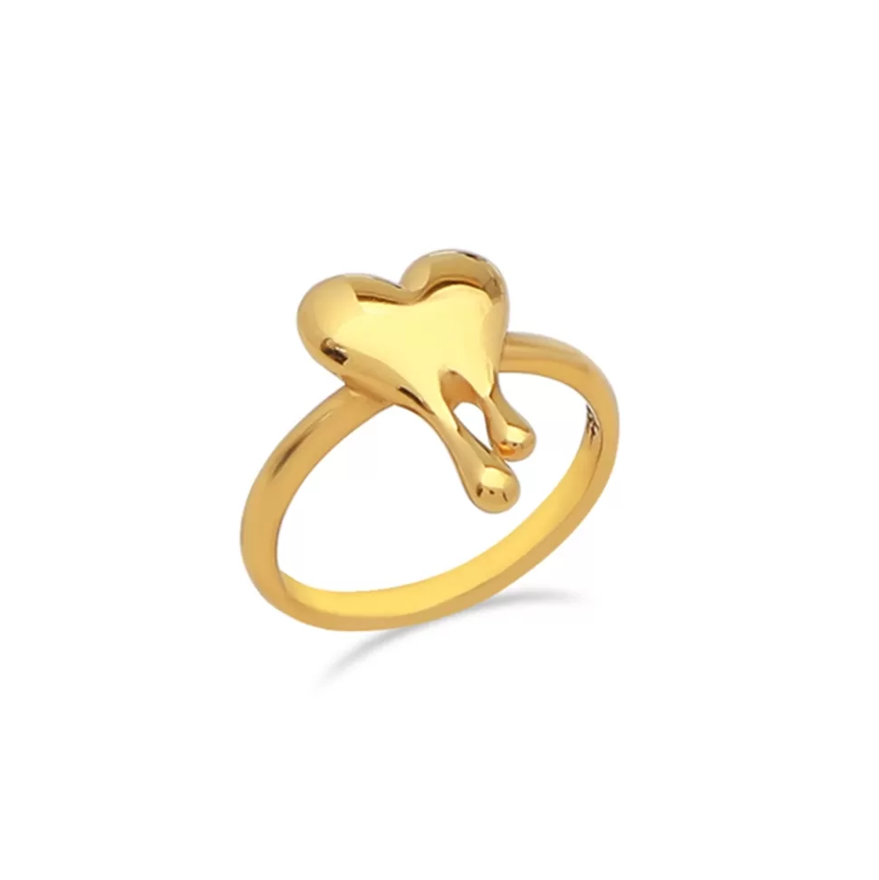 Women Folli Follie Rings^Melting Heart Gold Plated Ring With Heart