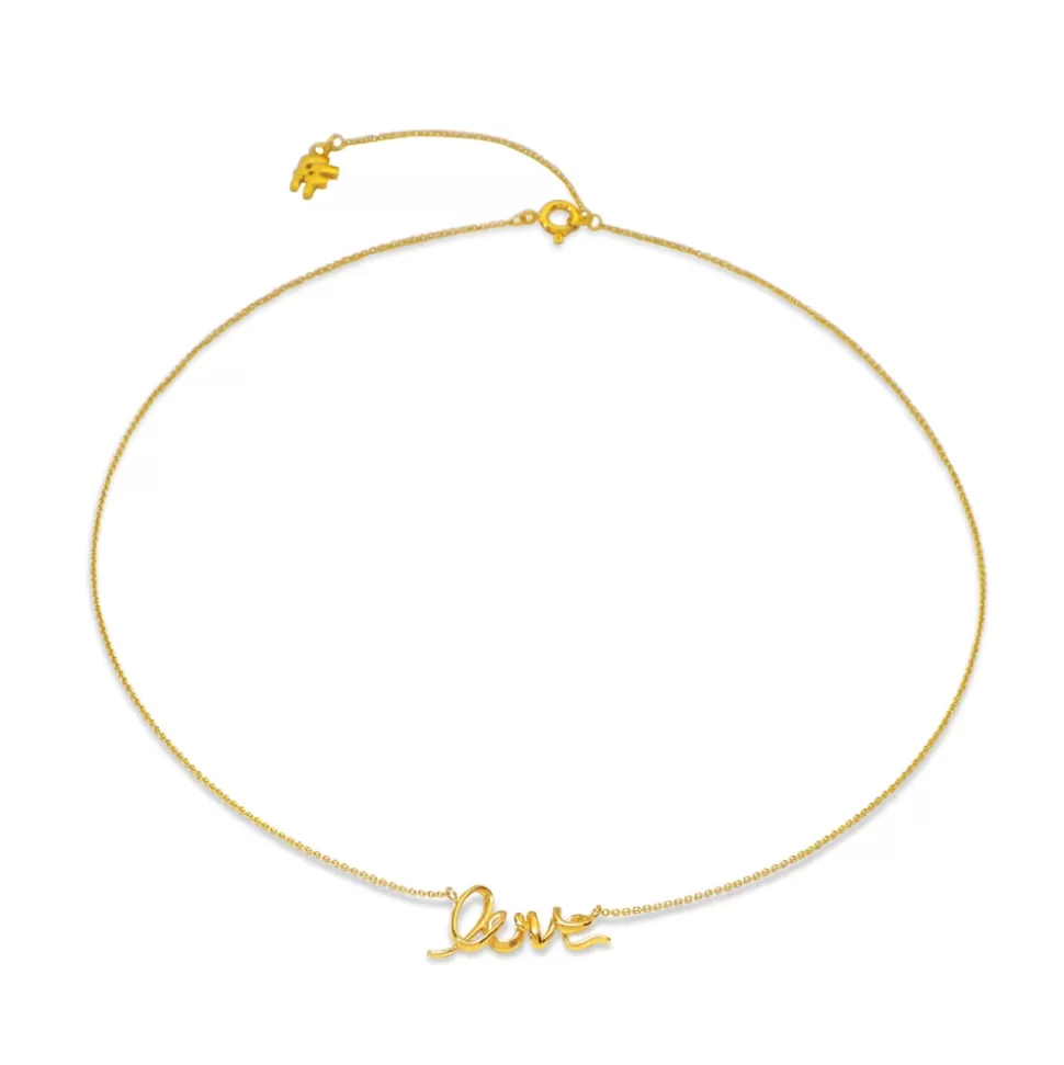 Women Folli Follie Necklaces^Melting Heart Short Gold Plated Necklace With Love Motif