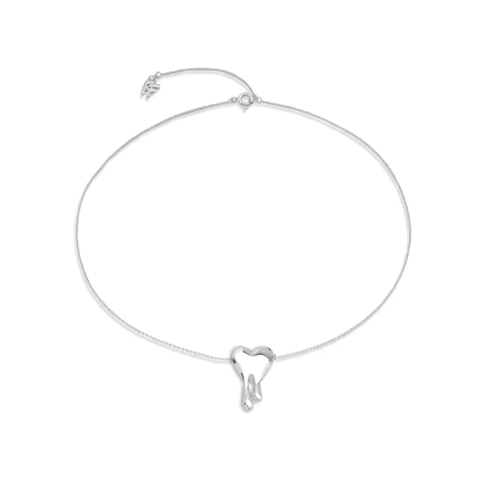 Women Folli Follie Necklaces^Melting Heart Short Silver Necklace With Heart