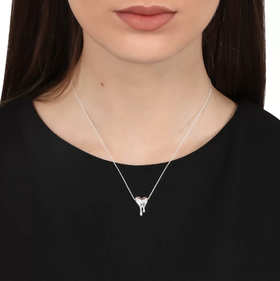 Women Folli Follie Necklaces^Melting Heart Short Silver Necklace With Heart