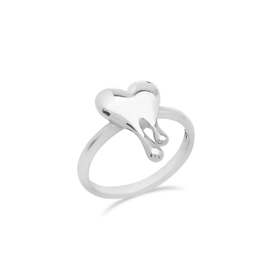 Women Folli Follie Rings^Melting Heart Silver Ring With Heart