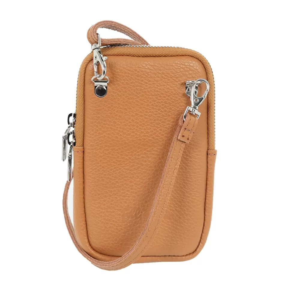 Women Folli Follie Phonepouches^Mini Discoveries Camel Leather Phone Case