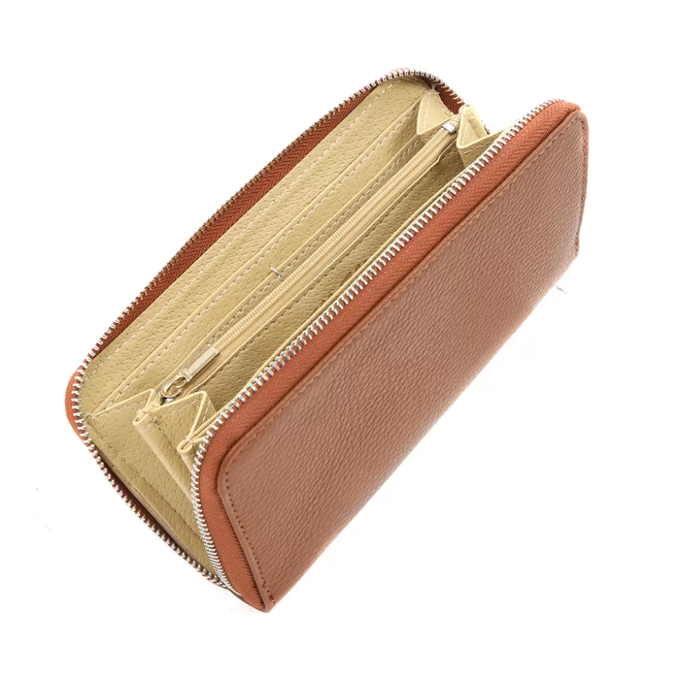 Women Folli Follie Wallets^Mini Discoveries Large Beige Leather Wallet