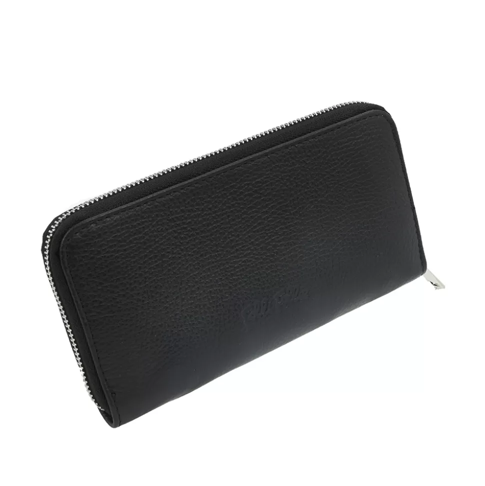 Women Folli Follie Wallets^Mini Discoveries Large Black Leather Wallet