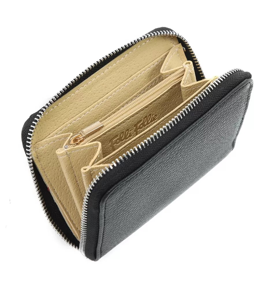 Women Folli Follie Wallets^Mini Discoveries Small Black Leather Wallet