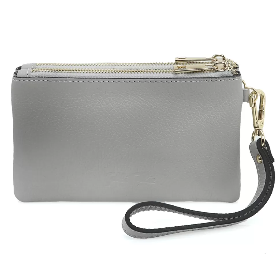 Women Folli Follie Wallets^Mini Discoveries Small Gray Leather Wristlet